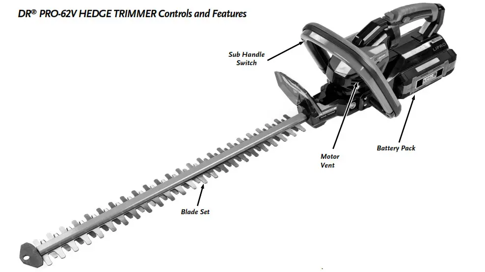 DR PRO-62V Hedge Trimmer- Features