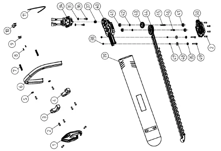 DR PRO-62V Hedge Trimmer-Figure Schematic 1