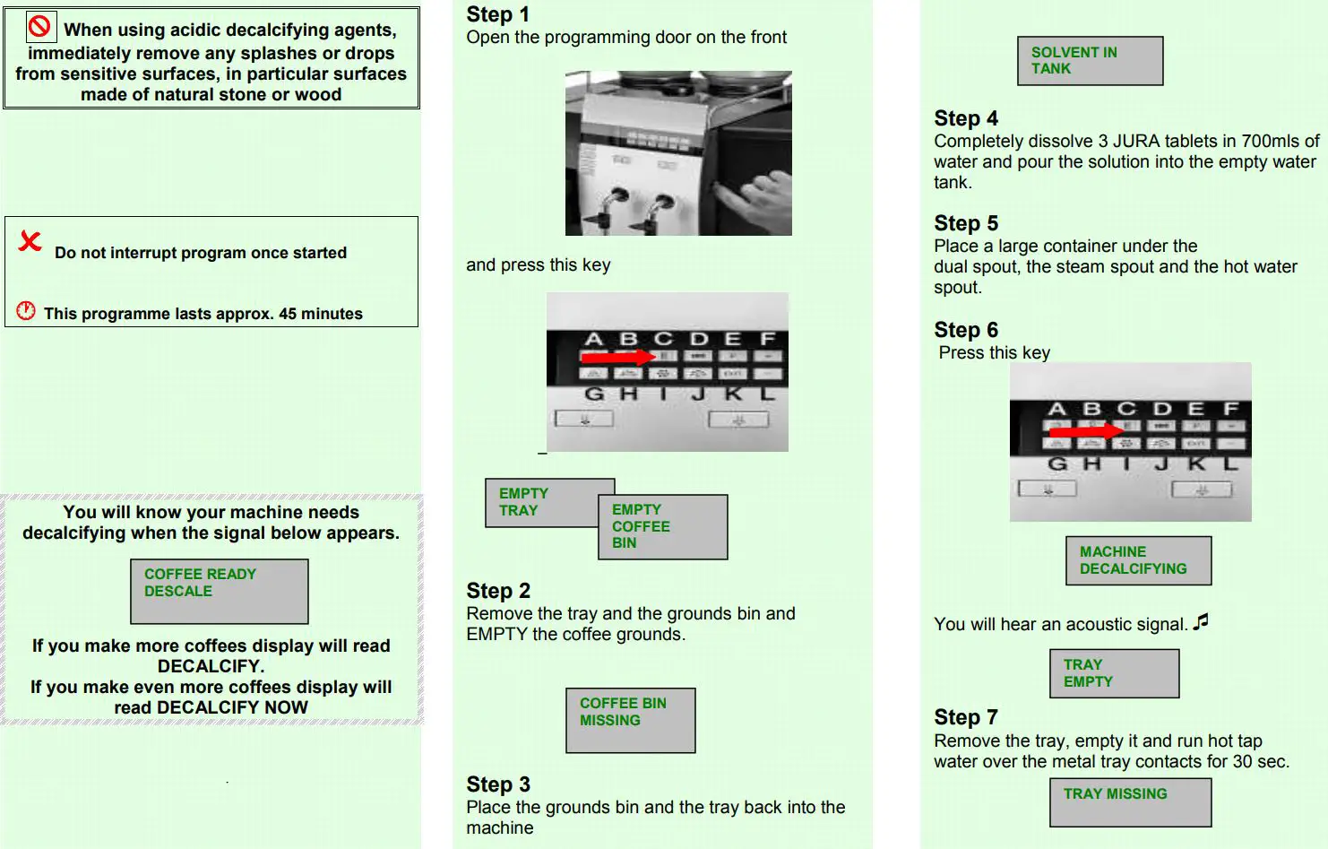 MY COFFEE SHOP Jura Impressa X9 Coffee Machine Instruction Manual - DECALCIFYING