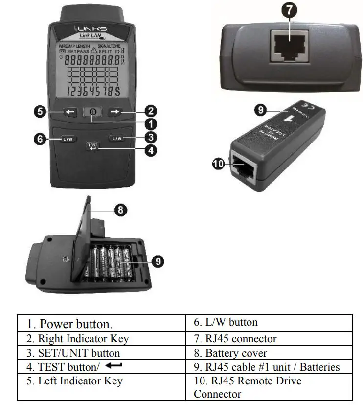 ULINKS LINKLAN Portable LAN Network Cable Verifier Toot User Manual - Description of the instrument