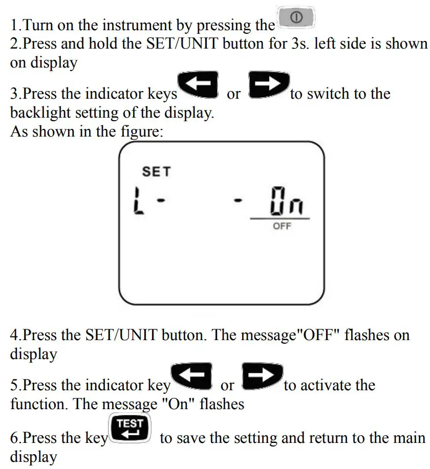 ULINKS LINKLAN Portable LAN Network Cable Verifier Toot User Manual - Display backlight