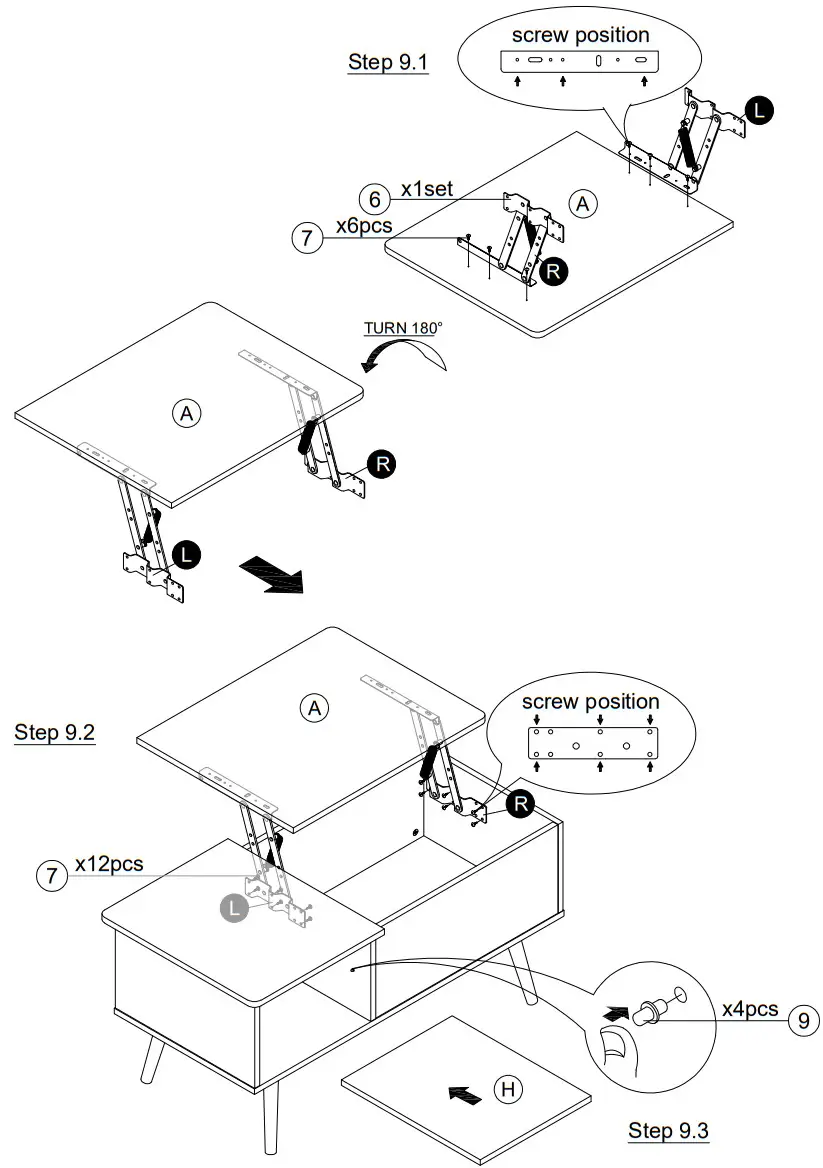 Furinno 21349 Lift Top Coffee Table - ASSEMBLY 10