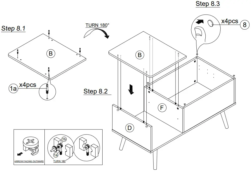 Furinno 21349 Lift Top Coffee Table - ASSEMBLY 9