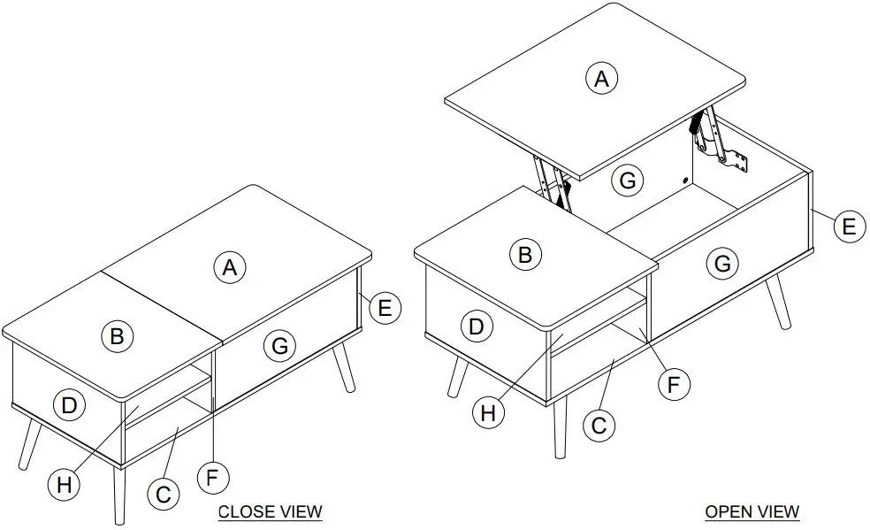 Furinno 21349 Lift Top Coffee Table - HARDWARE