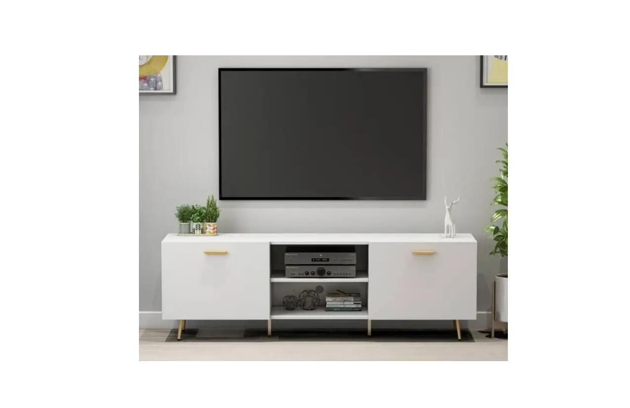 Fufu Gaga Kf200051 69 In. W White Wood Entertainment Center Tv Stand Console User Manual