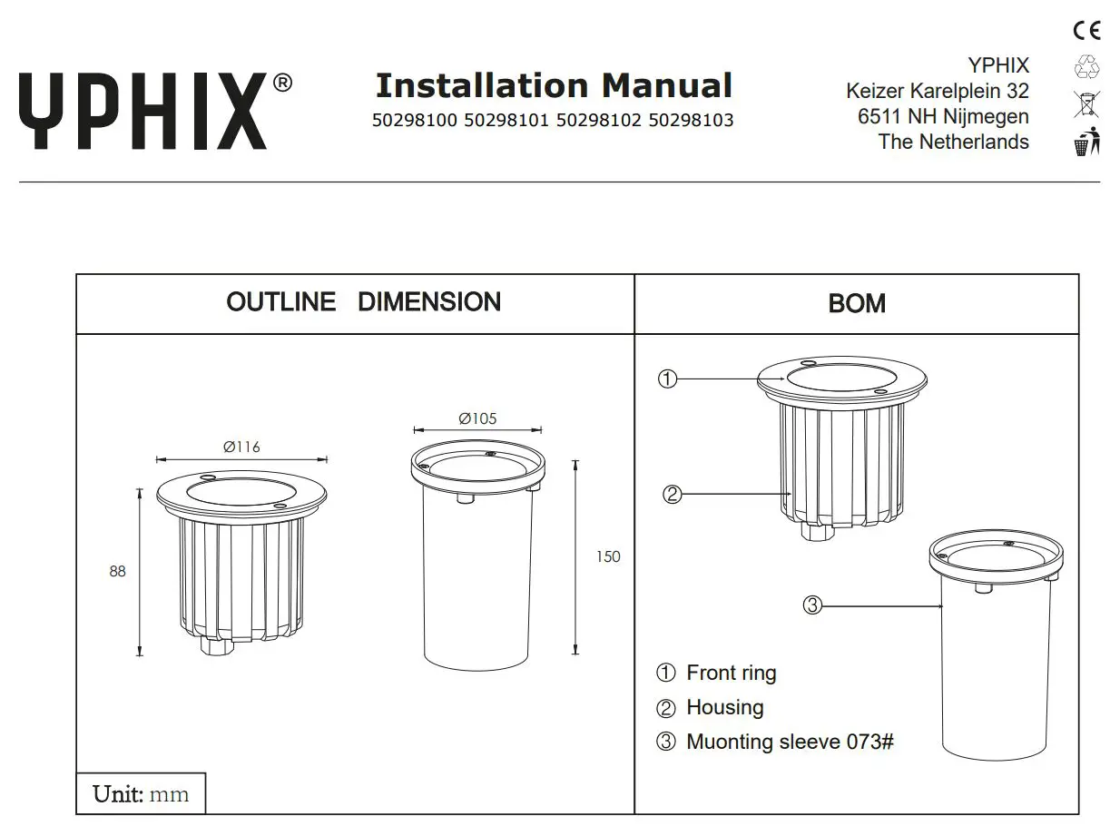 YPHIX 50298100 Grond Spot Instruction Manual