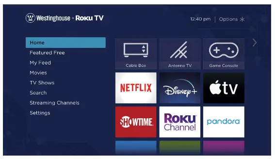 Westinghouse Roku TV - on-screen