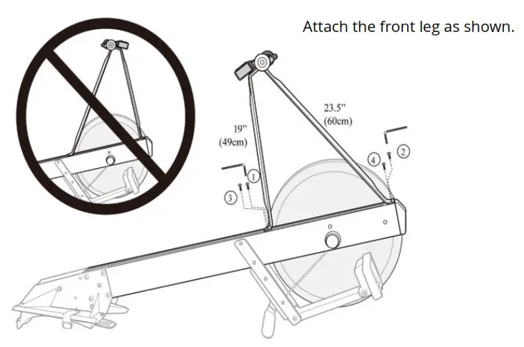 STORMRED SPTstorm033 Predator Rowing Machine - Attaching the front rack to the frame