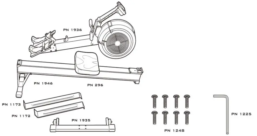STORMRED SPTstorm033 Predator Rowing Machine - Package contents