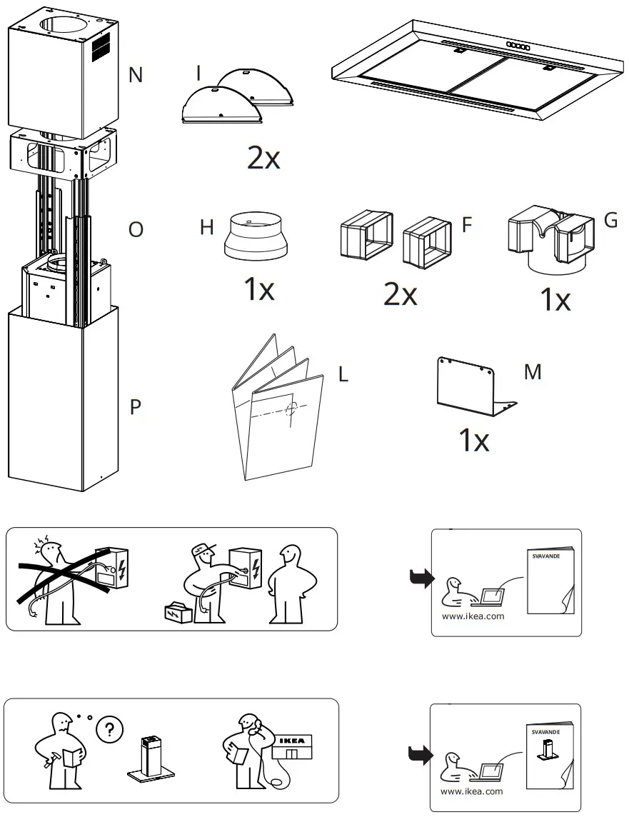 IKEA AA 22931991 SVÄVANDE Ceiling Mounted Extractor Hood Stainless Steel 90 cm - Figure 1