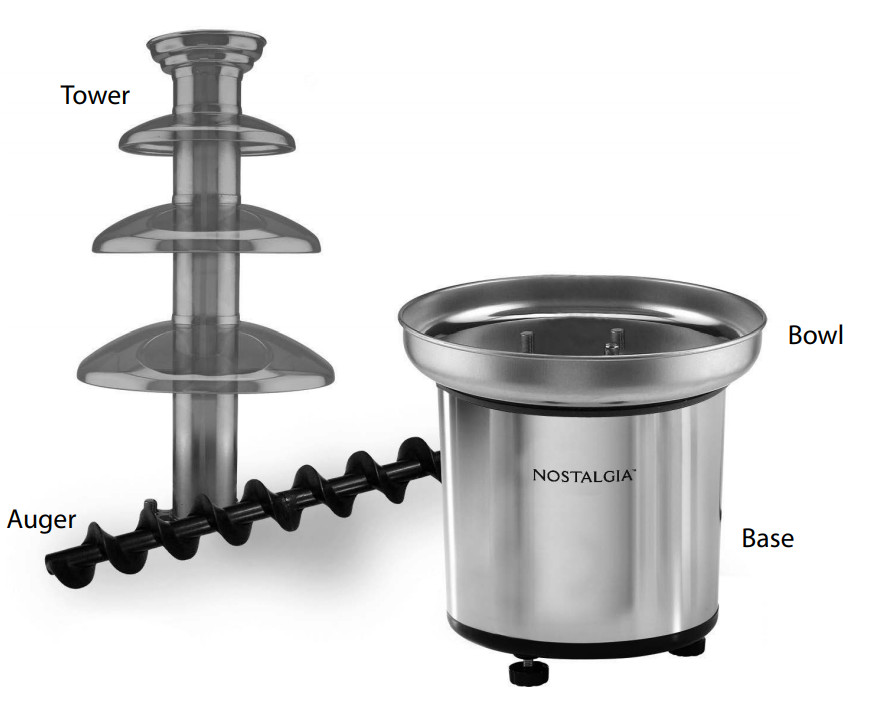 NOSTALGIA NCFF98SS 4-Tier Stainless Steel Chocolate - PARTS