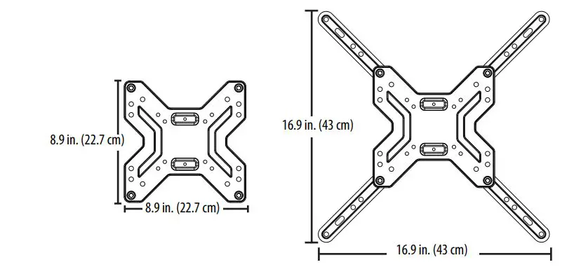 BEST BUY essentials BE-MSFM Full Motion Wall Mount for 19–50″ TVs User Guide - Dimensions