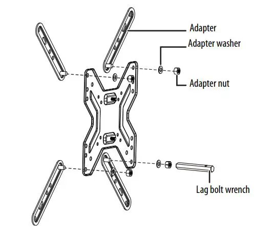 BEST BUY essentials BE-MSFM Full Motion Wall Mount for 19–50″ TVs User Guide - Installing your adapters
