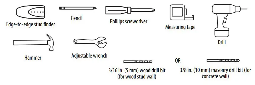 BEST BUY essentials BE-MSFM Full Motion Wall Mount for 19–50″ TVs User Guide - Tools needed
