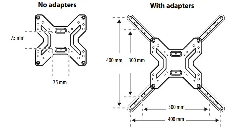 BEST BUY essentials BE-MSFM Full Motion Wall Mount for 19–50″ TVs User Guide - adapters
