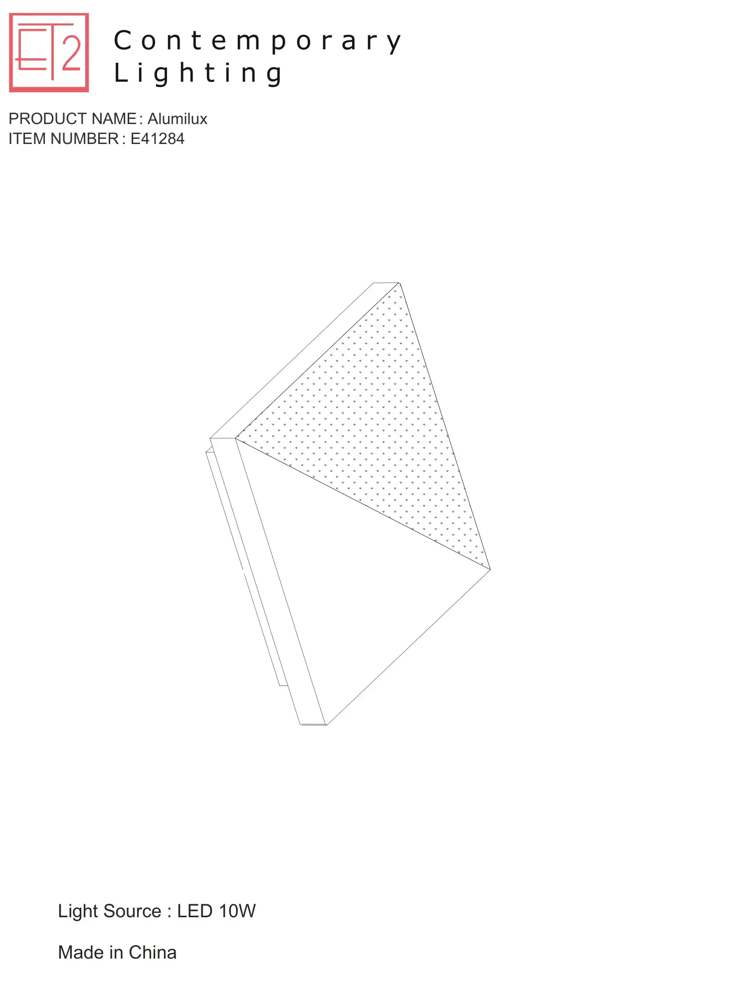 ET2 Contemporary Lighting E41284 Alumilux LED Outdoor Wall Sconce Instructions