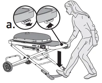 weber 76713 Traveler Travel Grill-LOWERING THE GRILL