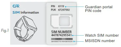 CPR Guardian III Alarm Watch - SIM Number 1.