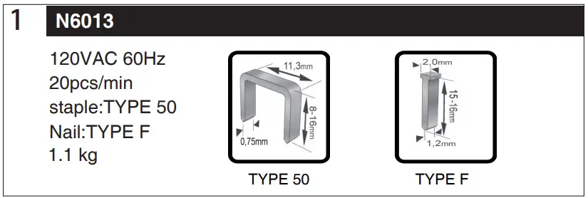 NEU-MASTER-‎N6013-Electric-Brad-Nailer-fig-1