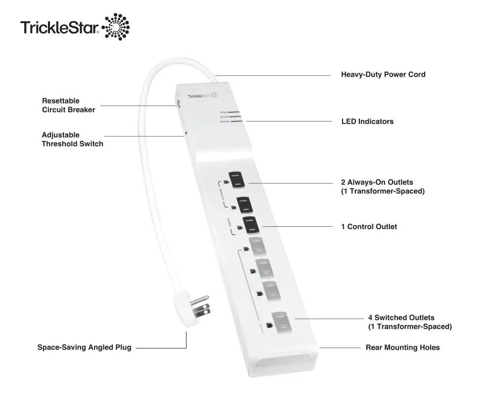 TrickleStar TS1104 7 Outlet Tier Advanced PowerStrip Instruction Manual