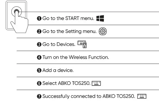 ABKO TOS250 Multi Device Wireless Keyboard- Connecting PC