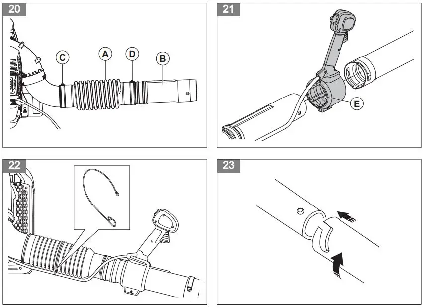 Husqvarna 150BT Gas Backpack Leaf Blower in the Gas User Manual - Fig 20,21,22,23