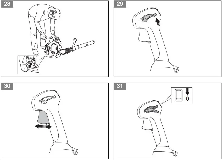 Husqvarna 150BT Gas Backpack Leaf Blower in the Gas User Manual - Fig 28,29,30,31