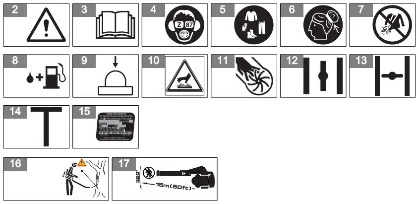 Husqvarna 150BT Gas Backpack Leaf Blower in the Gas User Manual - Symbols on the product