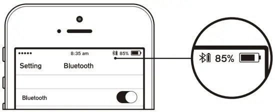 Battery LED indicator on Bluetooth device