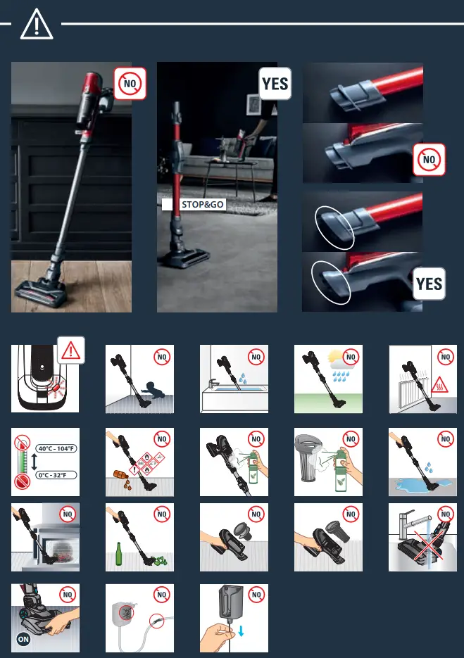 ROWENTA RH64 Xpert 6.60 Smart Stick Vacuum Instructions - Warning or Caution icon