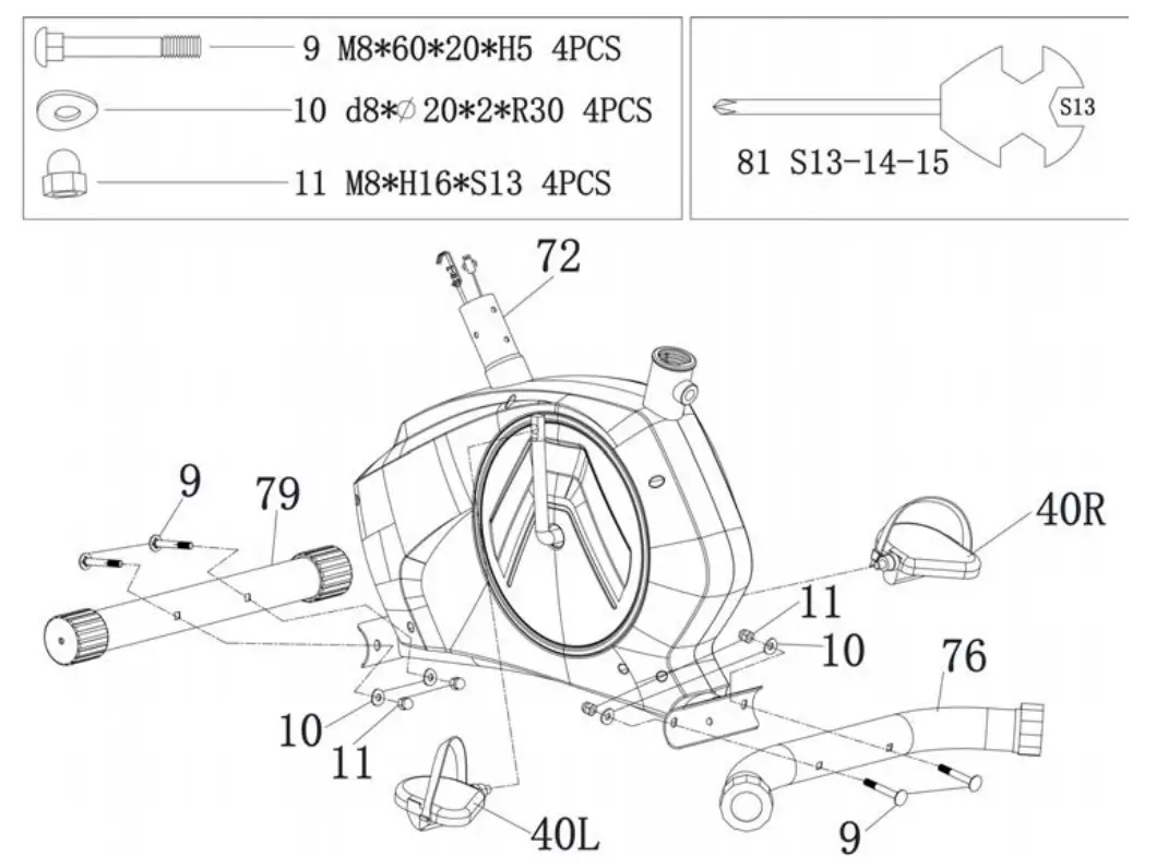 kogan EXR 200 Fortis Magnetic Exercise Bike - diagram 1