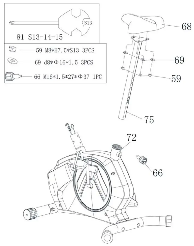 kogan EXR 200 Fortis Magnetic Exercise Bike - diagram 2