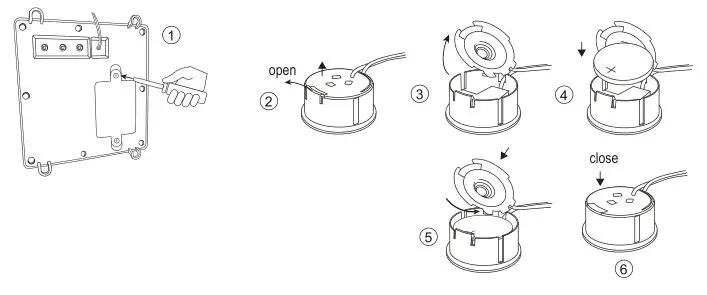 gov Low Voltage 1.8 Metre Inflatable Santa Countdown - Button cell assembly diagram