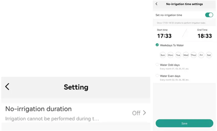 Fujian Oralgarden Technology SWV 02 GWB 03 Bluetooth Water Time Wi Fi Hub - Non-irrigation time setting
