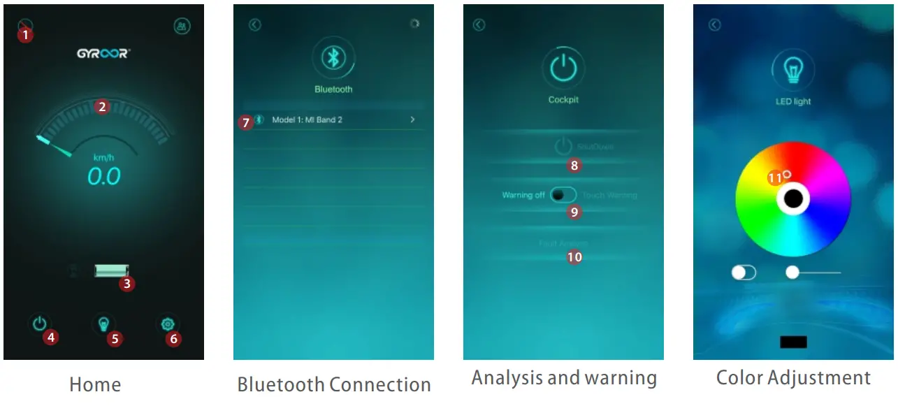 GYROOR G11 Hoverboard Bluetooth with Light and Music Speaker app 1
