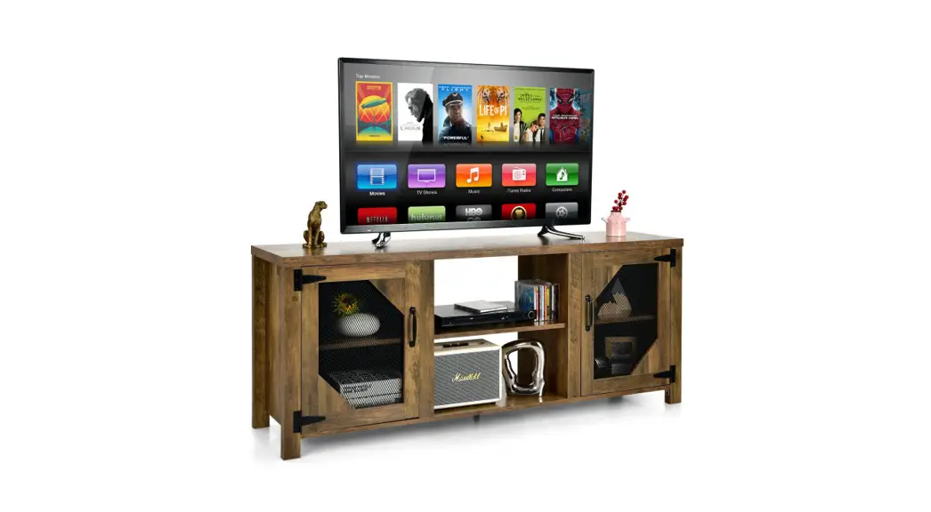 Costway Hv10162 58 Inch Brown Tv Stand Entertainment Media Center User Manual