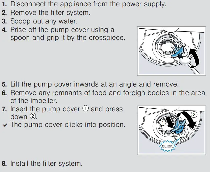 BOSCH SMV4HVX31E 60cm Total Integrated Dishwasher User Guide - Clean wastewater pump