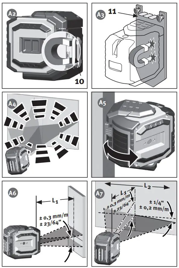 STABILA Laser LAX 300 G Cross Line Laser Level Instruction Manual - Fig B