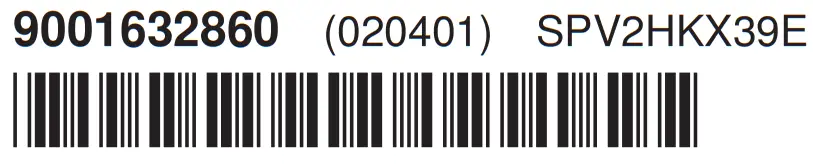 BOSCH SPV2HKX39E Dishwasher - bar code