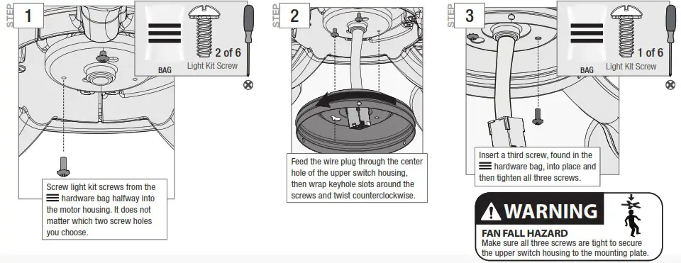 Hunter 51698 Sencillo 44 in Noble Bronze LED Indoor Ceiling Fan - Assembling the Light 1