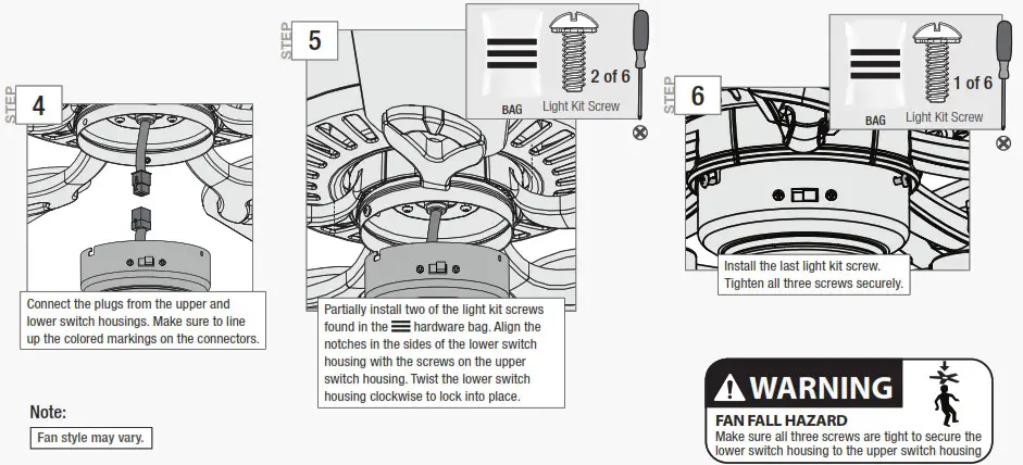 Hunter 51698 Sencillo 44 in Noble Bronze LED Indoor Ceiling Fan - Assembling the Light 2