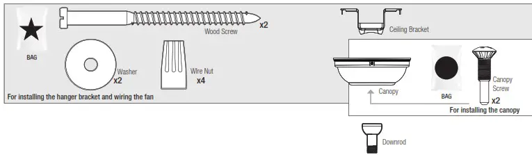 Hunter 51698 Sencillo 44 in Noble Bronze LED Indoor Ceiling Fan - Here is what comes in your box