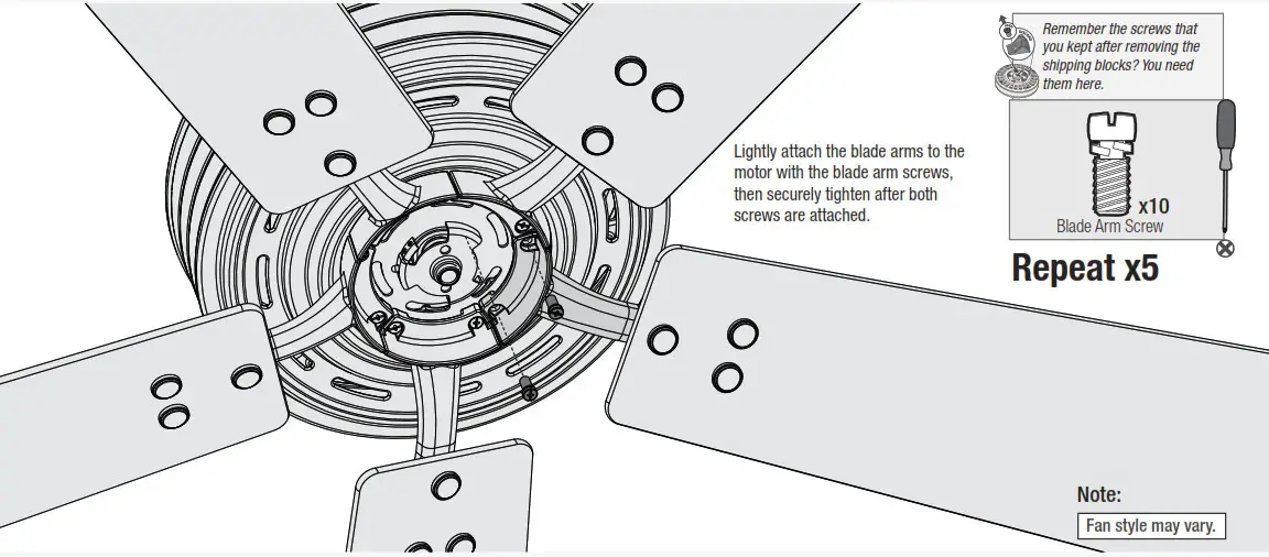 Hunter 51698 Sencillo 44 in Noble Bronze LED Indoor Ceiling Fan - Installing the Blades 2