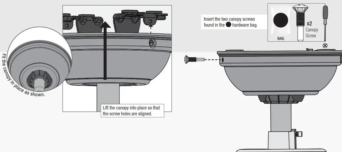 Hunter 51698 Sencillo 44 in Noble Bronze LED Indoor Ceiling Fan - Installing the Canopy 2