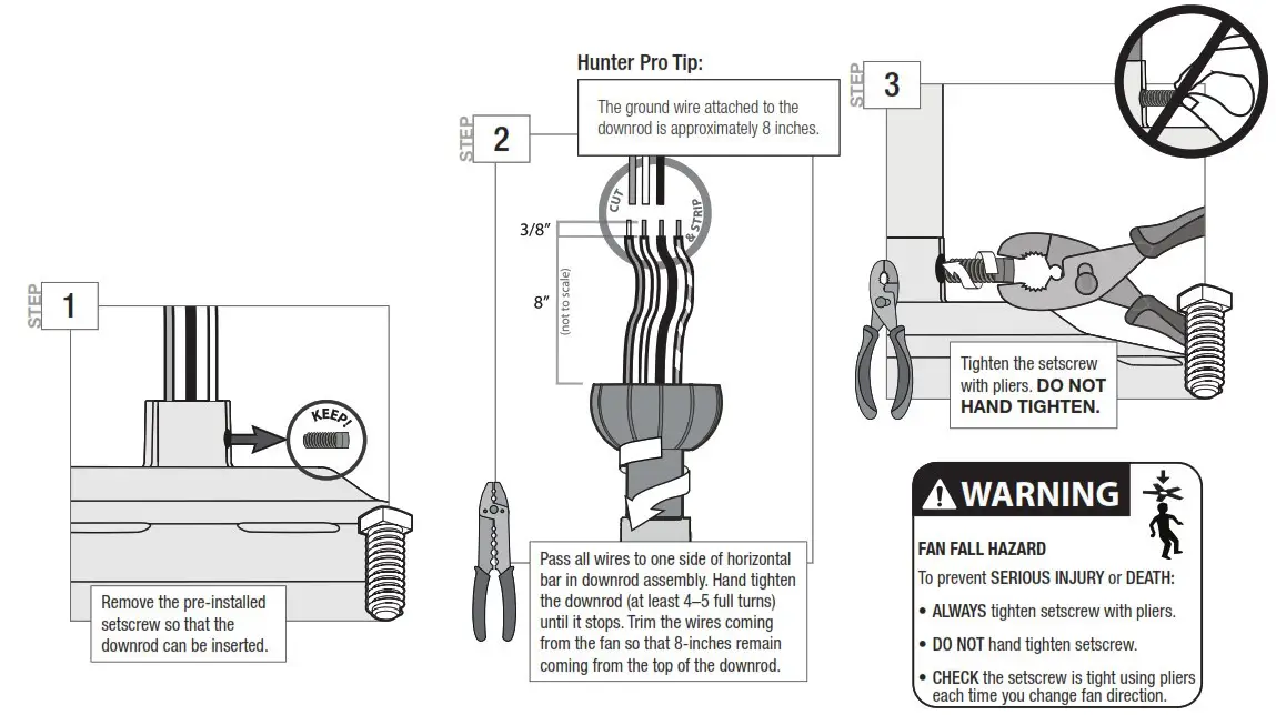 Hunter 51698 Sencillo 44 in Noble Bronze LED Indoor Ceiling Fan - Installing the Downrod