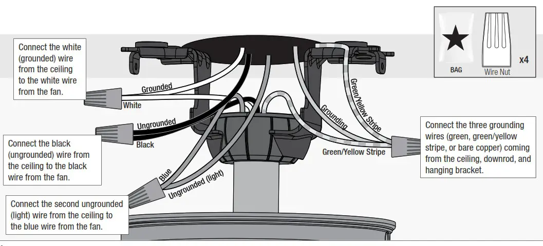 Hunter 51698 Sencillo 44 in Noble Bronze LED Indoor Ceiling Fan - Wiring the Fan 2