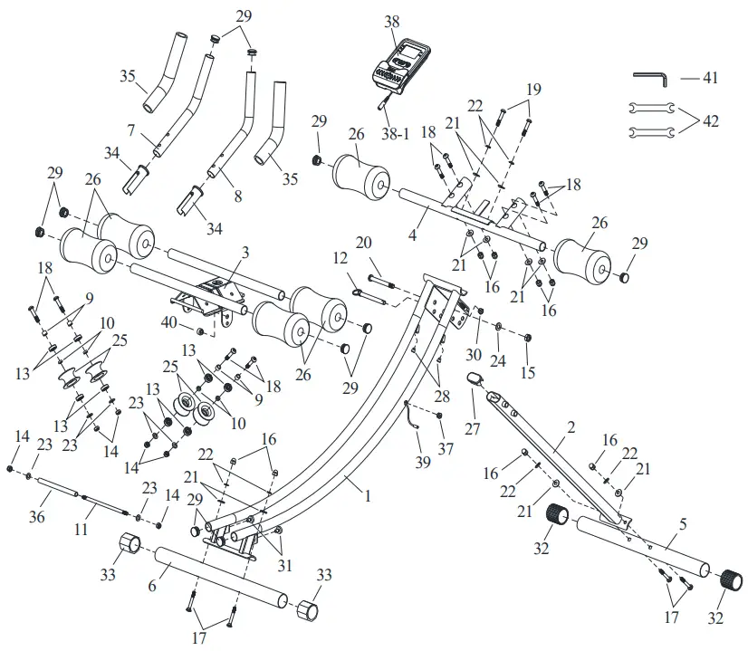 SUNNY Health Fitness SF A022005 Core Glider AB Trainer Machine - EXPLODED DIAGRAM