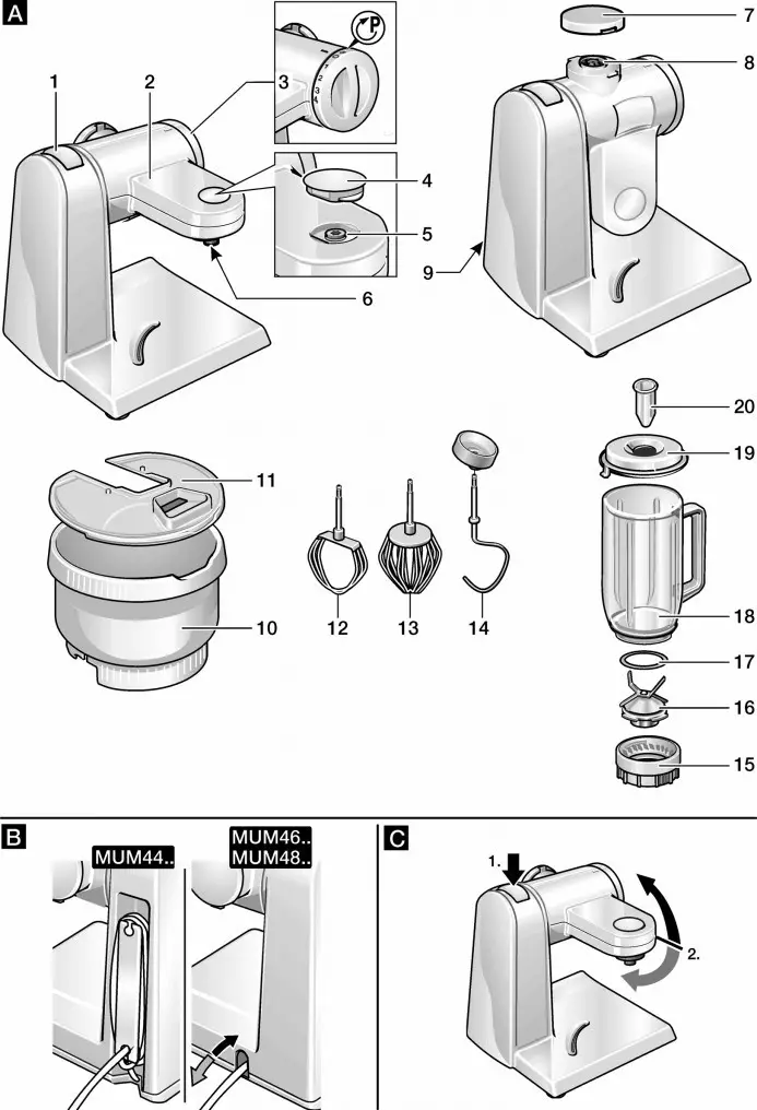 BOSCH MUM Series Electronic Compact Tilt Head Stand Mixer - overview 1