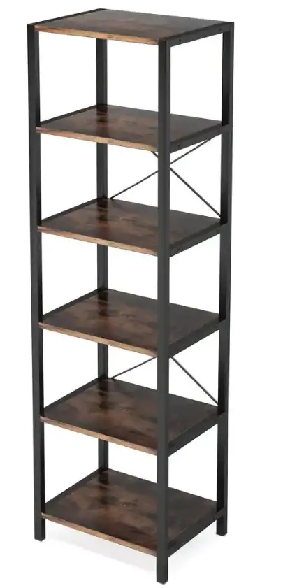 BYBLIGHT-BB-M0161DT-Rustic-Brown-Wood-6-Shelf-Etagere-Standard-Bookcase