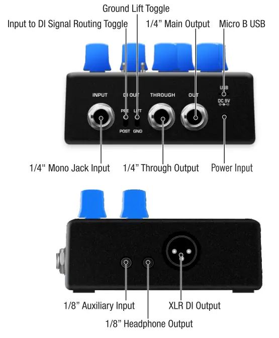 NUX NBP 5 Melvin Lee Davis Bass Preamp DI Pedal - Jacks